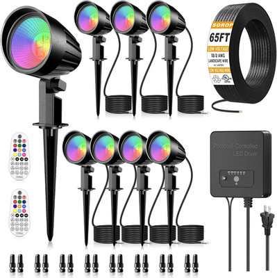 RGBW Low Voltage Landscape Lights Kit, 15W Color Changing Landscape Lights with