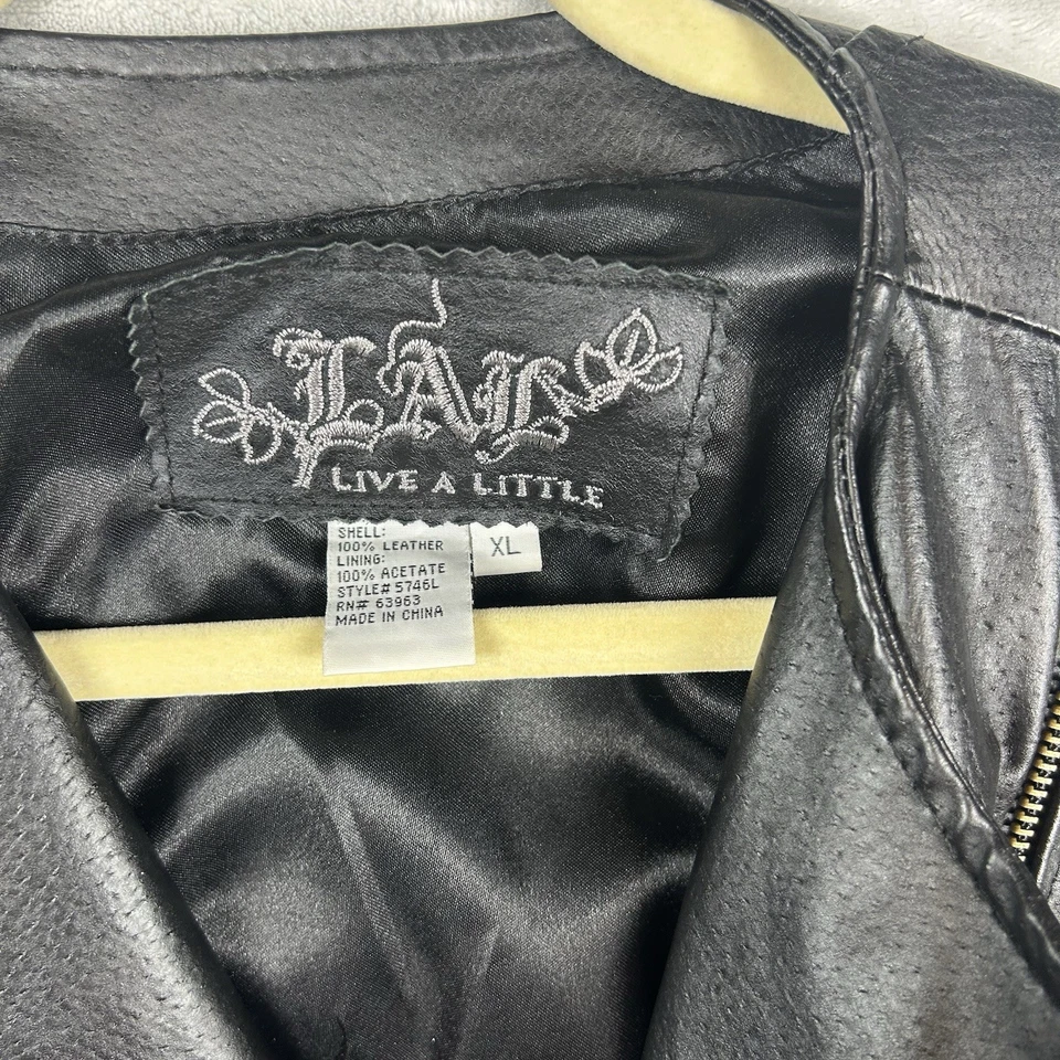 Chaqueta de Cuero Genuino LAL Live A Little para Mujer XL Cremallera Completa Moto Punk Gótico Foto 4 de 4