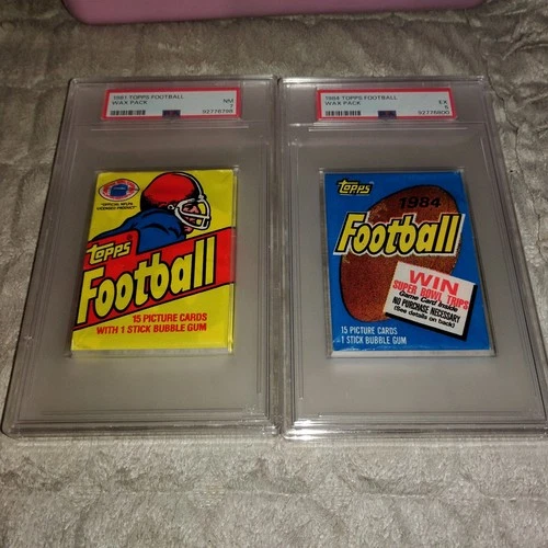 1981 TOPPS WAX PACK Football PSA 7 Sealed 1984 Topps Wax Pack Football PSA 5