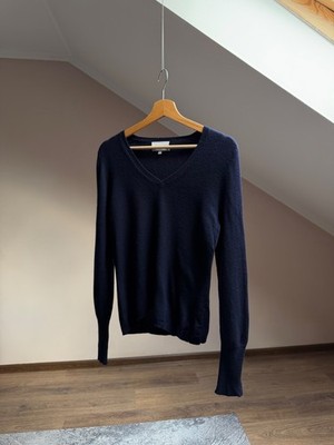 Eric Bompard Cashmere V-neck Sweater Womens Size M Navy (Loro Piana Style) 