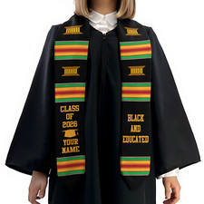 Personalized African American Kente Graduation Stole Class Of 2026 Sash Gift