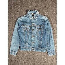 Vintage 70s Wrangler Denim Trucker Jacket Light Wash Made in USA Size 34 Small