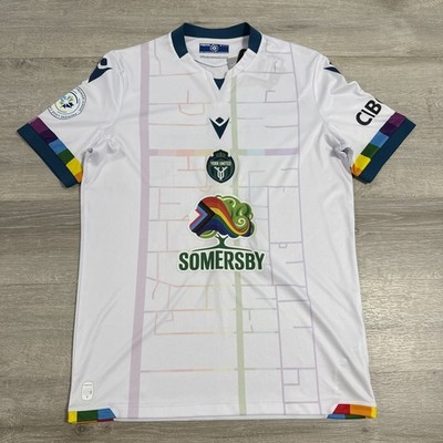 York United Macron Men's White Football Soccer Jersey Size Medium NEW WITH TAGS