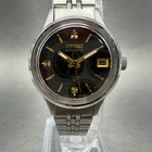Seiko Automatic Watch Women 24mm Black Dial Silver Tone Date 4205-0160 Runs VTG