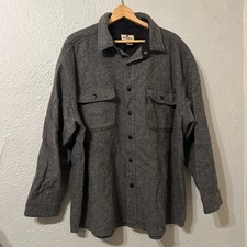 Vintage Woolrich Mens XXL Wool Shirt Jacket Grey Herringbone Shacket