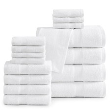 16 Piece Bath Towels Set - White Bath Towels, 100 Cotton Towels For Bathroom,