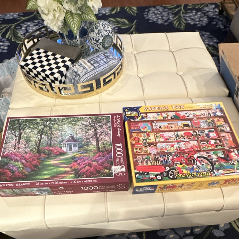 Lot of 2 1000pc Interlocking Jigsaw Puzzles Vintage Toys & Garden Gazebo