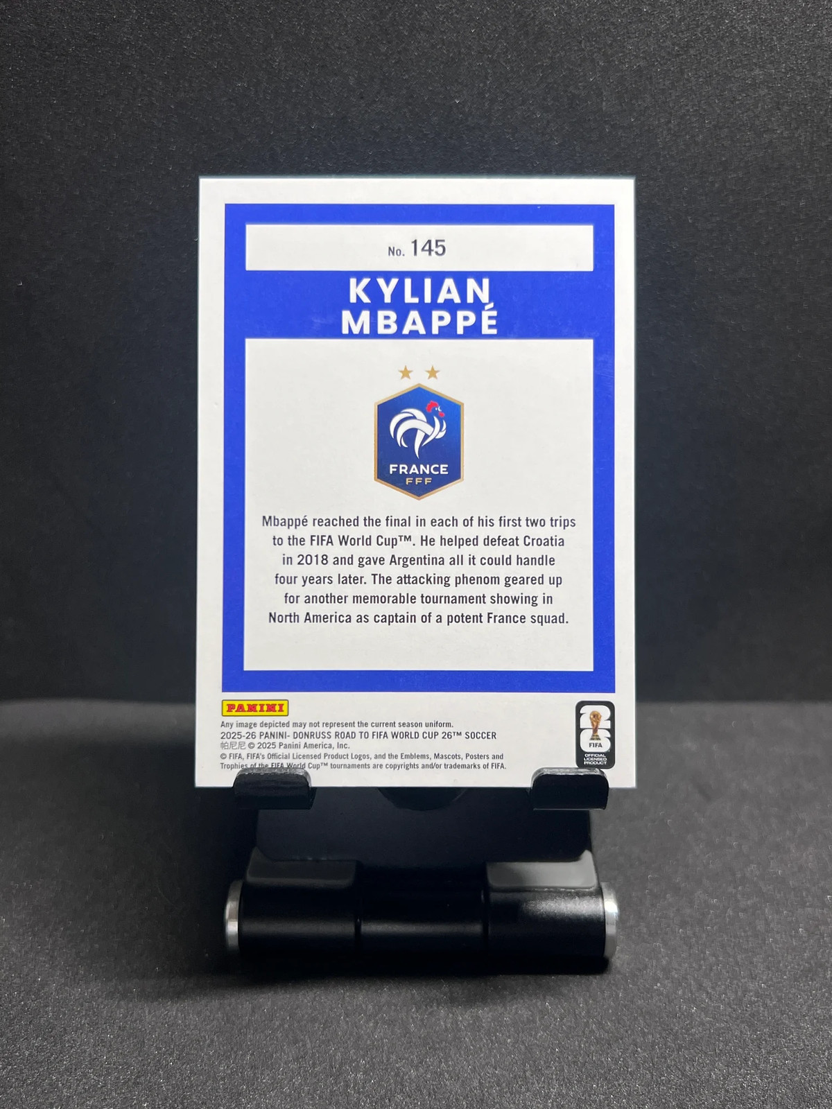 2025 PANINI DONRUSS KYLIAN MBAPPE ROAD TO WORLD CUP BLUE SWIRL /399 view 2