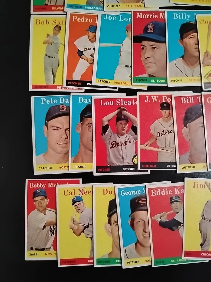 1958 Topps Baseball Cards - 44 Different - W/ Bobby Richardson and George Kell Foto 2 de 4