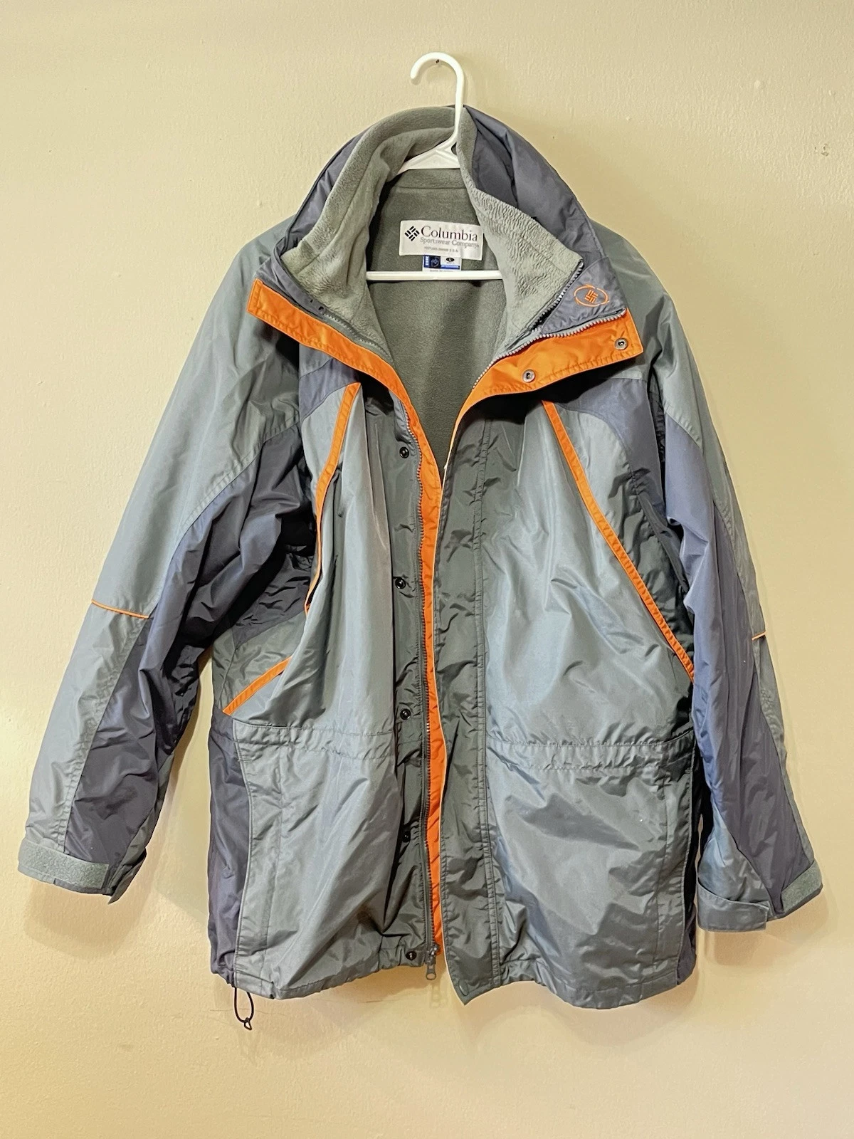 Columbia Jacket Mens Large Grey Interchange Hoodoo Full Zip Up Waterproof Coat