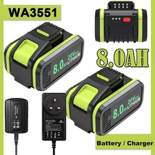 For Worx 20V Li-Ion Battery 8.0Ah WA3551 WA3551.1 WA3553.1 WA3553.2 / UK Charger