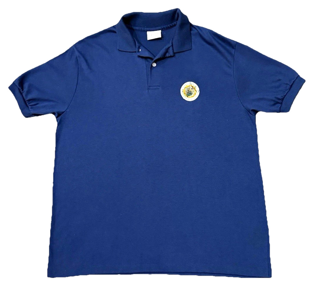 Vintage 70s/80s NYPD Emerald Society Pipes & Drums Polo Made USA Single Stitch L