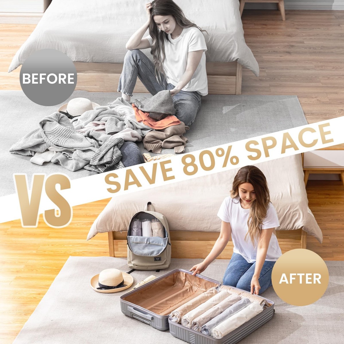 Sacchetti Sottovuoto TAILI - 10 Pezzi, 40x60 Cm, Per Vestiti E Viaggi, Senza Pompa - Foto 4