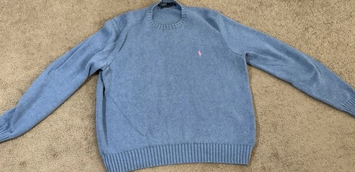 Polo Ralph Lauren Sweater Mens XL Light Blue 100% PIMA Cotton Crew Neck Vintage