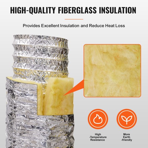 Tuyau flexible en aluminium conduit de ventilation flexible isolé thermiquement tuyau flexible thermique - Photo 3/13