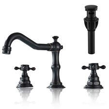 Bathroom Basin Sink Faucet Waterfall 3 Holes Vanity Mixer Tap W/Pop up Drain