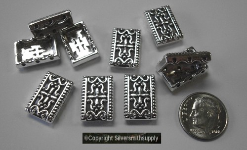 3 Strand SILVER PLT Zinc necklace bracelet spacer bars 10 pieces FPS148 - Picture 2 of 5