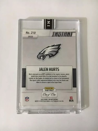 2023 PANINI NFL INSTANT #219 JALEN HURTS EAGLES NFC CHAMPIONS BLACK 1 of 1🔥 - Picture 2 of 2