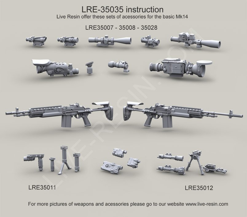 Live Resin 35035 1/35 US Navy Mark 14 Mod 0 Enhanced Battle Rifle (EBR)