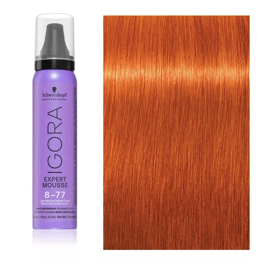  Schwarzkopf Professional Igora Expert Mousse, 8-77, Light  Blonde Copper Extra, 3.2 Ounce : Chemical Hair Dyes : Beauty & Personal Care