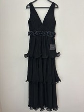 NWT Ieena For Mac duggal Black Pleated V-Neck Layered Dress 49281 Size 4