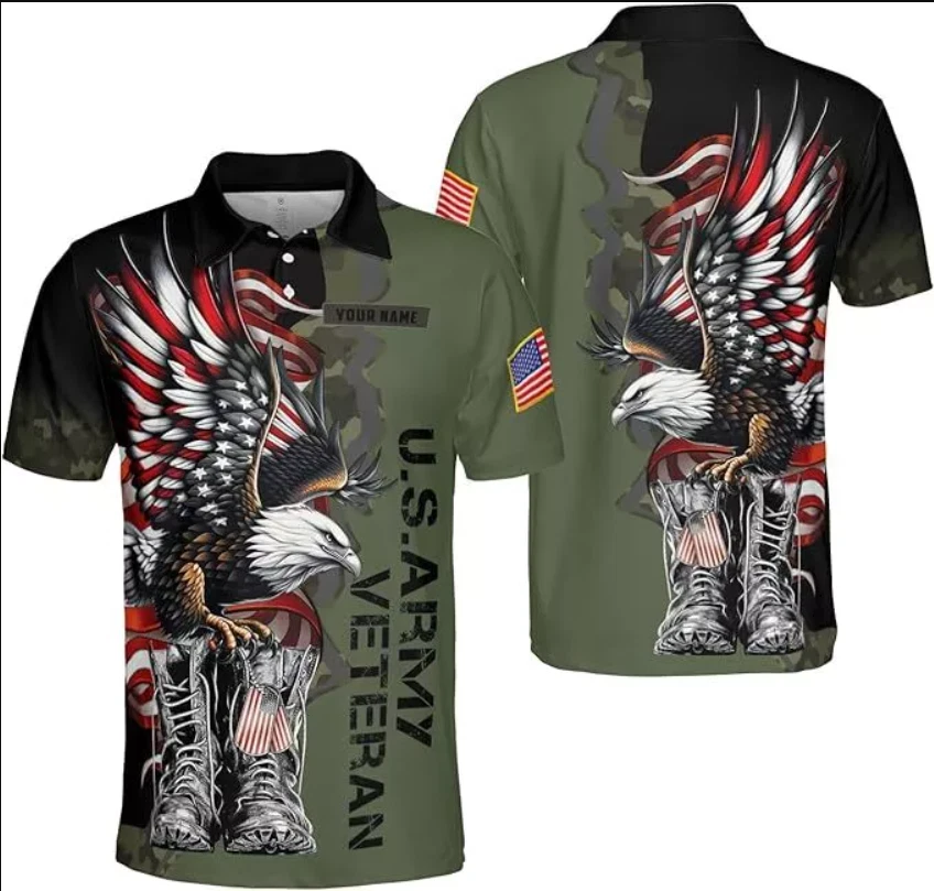Personalized Military Veteran Short Sleeve Men's Polo Shirt