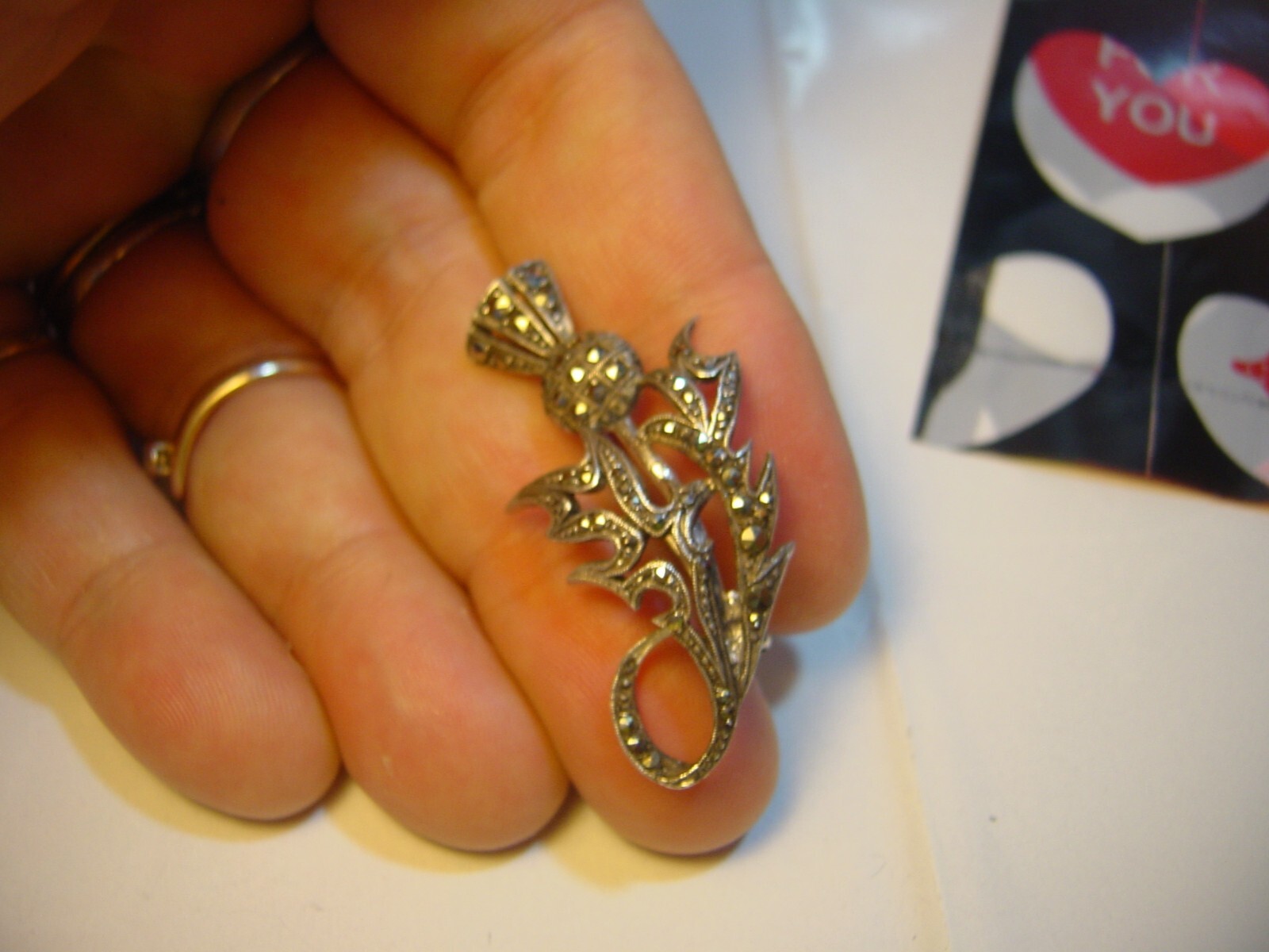 Solid Silver Vintage Superb Hand Made Sparkly Mar… - image 9