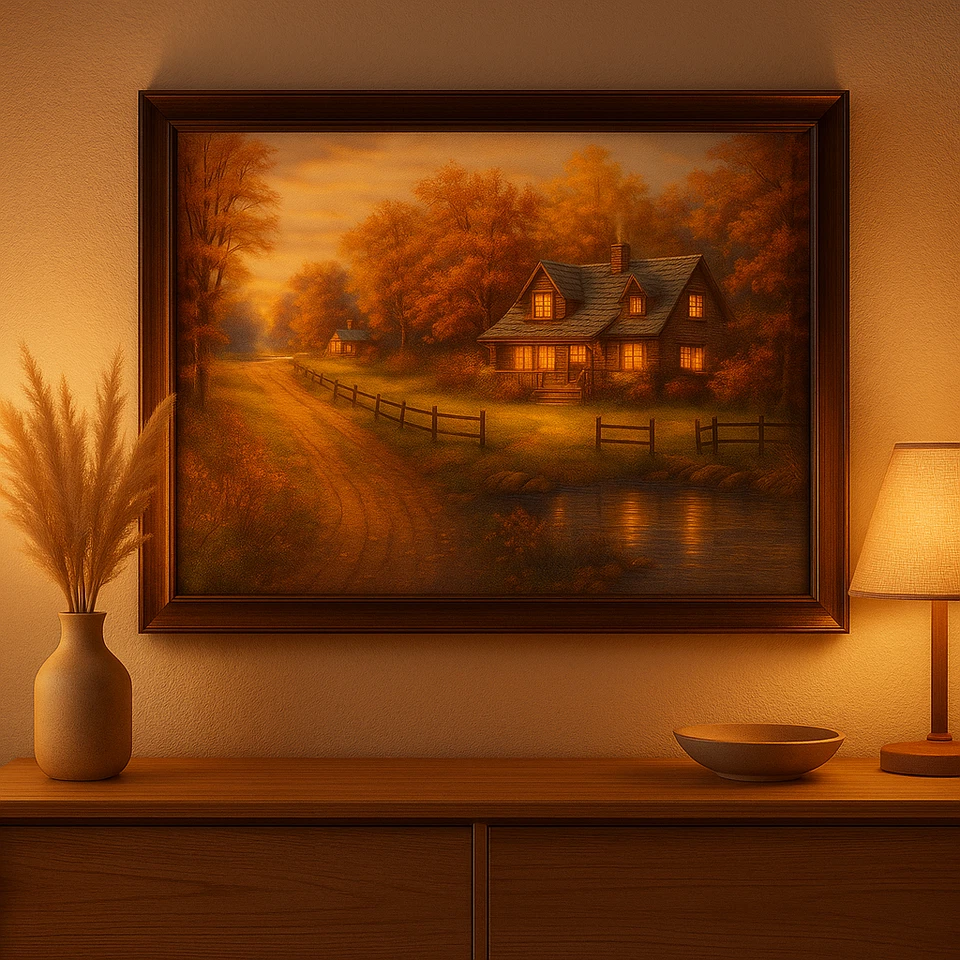 LED Wandbild "Herbstwald" Wanddeko 40x30cm - 10 LEDs - Deko für Zuhause - Bild 2 von 2