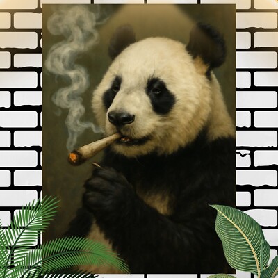 Panda raucht Gras Poster Schöne Wanddeko Dekoration