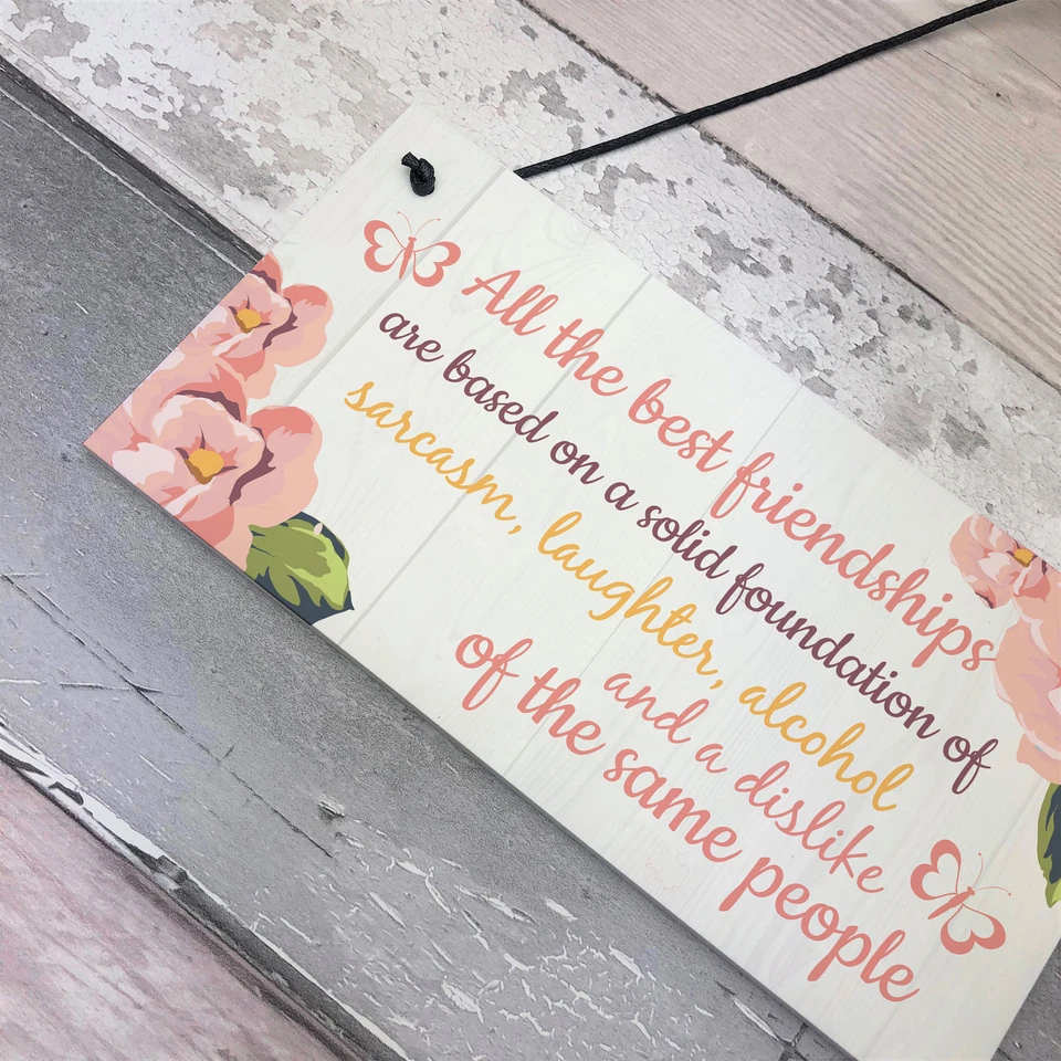 Friendship Sign Best Friend Hanging Plaques Thank You Gift Chic Floral BFF Signs - Image 3 of 4