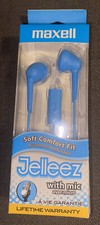 Maxell Jelleez Earbuds With Mic   Blue Soft Comfort Fit Model MAX191568 