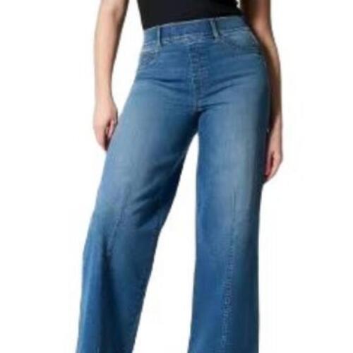 Pantaloni lunghi donna taglie forti elasticizzati vita larga jeans denim - Foto 11 di 18