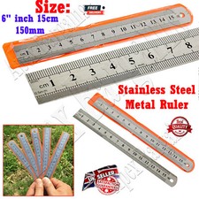 15cm/150mm/6 inch Stainless Steel Double Sided Ruler Metal Rule Both Side Metric