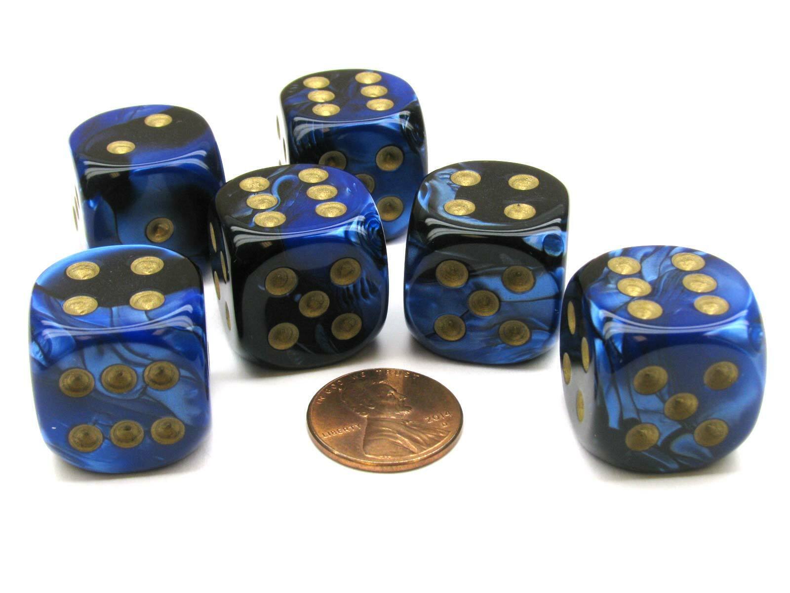 Gemini 20mm Big Minneapolis Mall D6 Chessex Dice Black-Blue 6 depot Gold - with Pieces