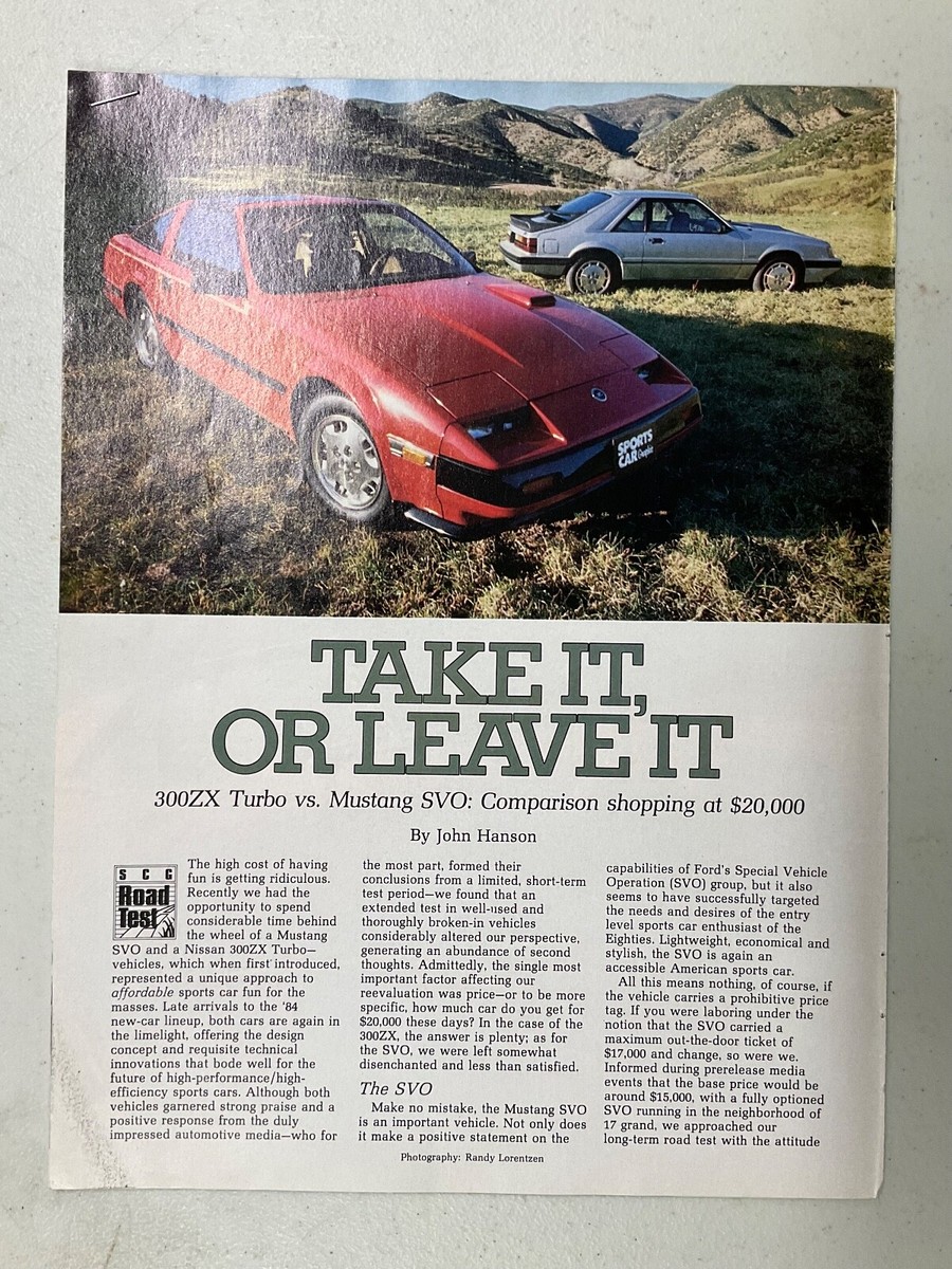 MISC1073 Vintage Road Test 1984 Nissan 300ZX Turbo vs Mustang SVO
