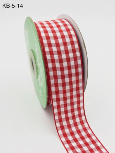 MAY ARTS RIBBONS~CHECK~RED & WHITE~FINISHED EDGE~ 1.5 " WIDE~SOLD BY THE YARD! - 第 1/1 張圖片