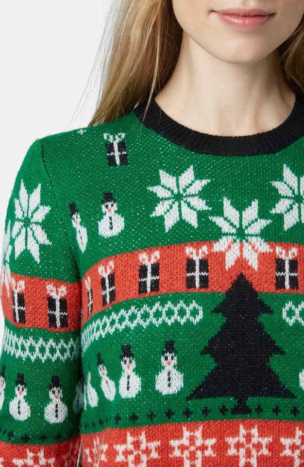 Green Christmas Fairisle Jumper UK8 EUR36 US4 eBay