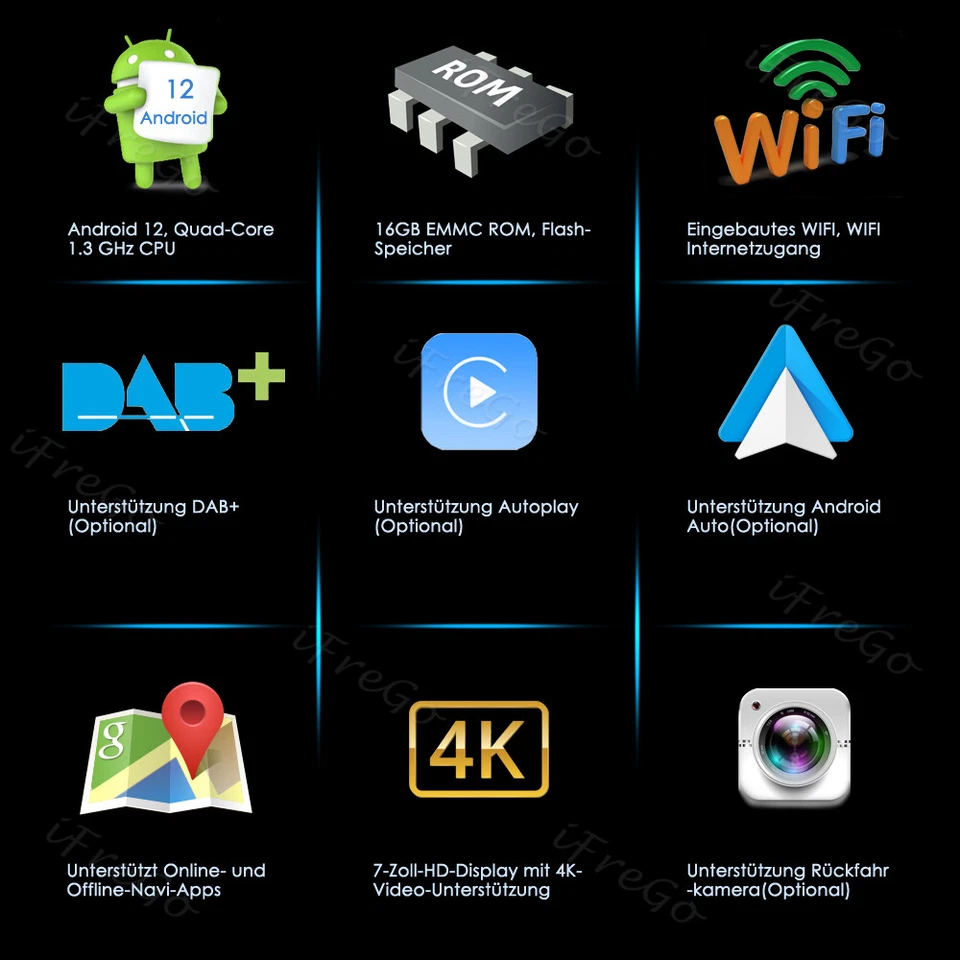 7" HD Android Autoradio für VW Seat Ibiza 6J (2009-2013) mit GPS, WLAN, DVD,2DIN - Bild 3 von 4