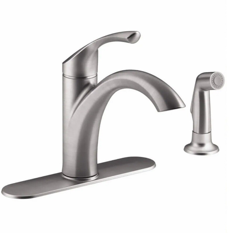 Kohler Mistos Single Handle Kitchen Faucet With Side Sprayer Stainless