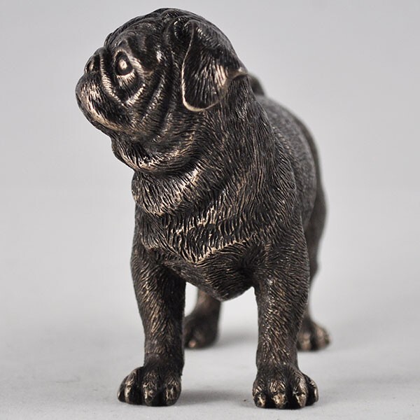 Pug Dog Cold Cast Bronze Sculpture Figurine Dog Gift 33827