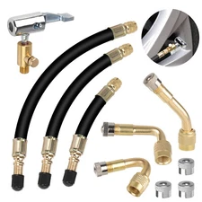 10pcs Flexible Tire Valve Extenders Brass Stem Extensions Inflator Hose Adaptor