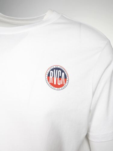 Camiseta RVCA Para Hombre Blanca Azul Marino Rojo Círculo Calce Regular S/S (S15) - Imagen 5 de 8