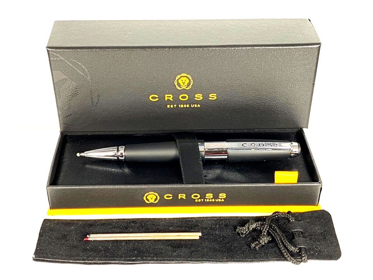 CROSS EDGE JET BLACK GEL INK ROLLERBALL PEN WITH CHROME