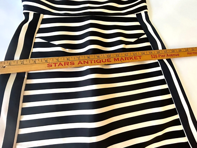 topshop satin stripe a line dress Topshop Women's Black White Striped Satin A-Line Structured Mini Dress Size  6