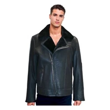 Dodici Men's Moto Inspired Sheepskin Shearling Jacket
