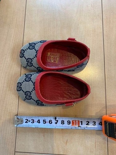 GUCCI Baby Shoes Flat GG Monogram Length 12cm Canvas Leather Italy - Picture 5 of 5