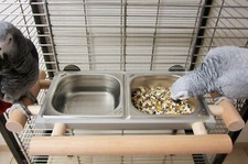 Papageien,Freisitz,Vögel, Futternapf,Futterbar,Futterschale, Edelstahl, ZINKFREI