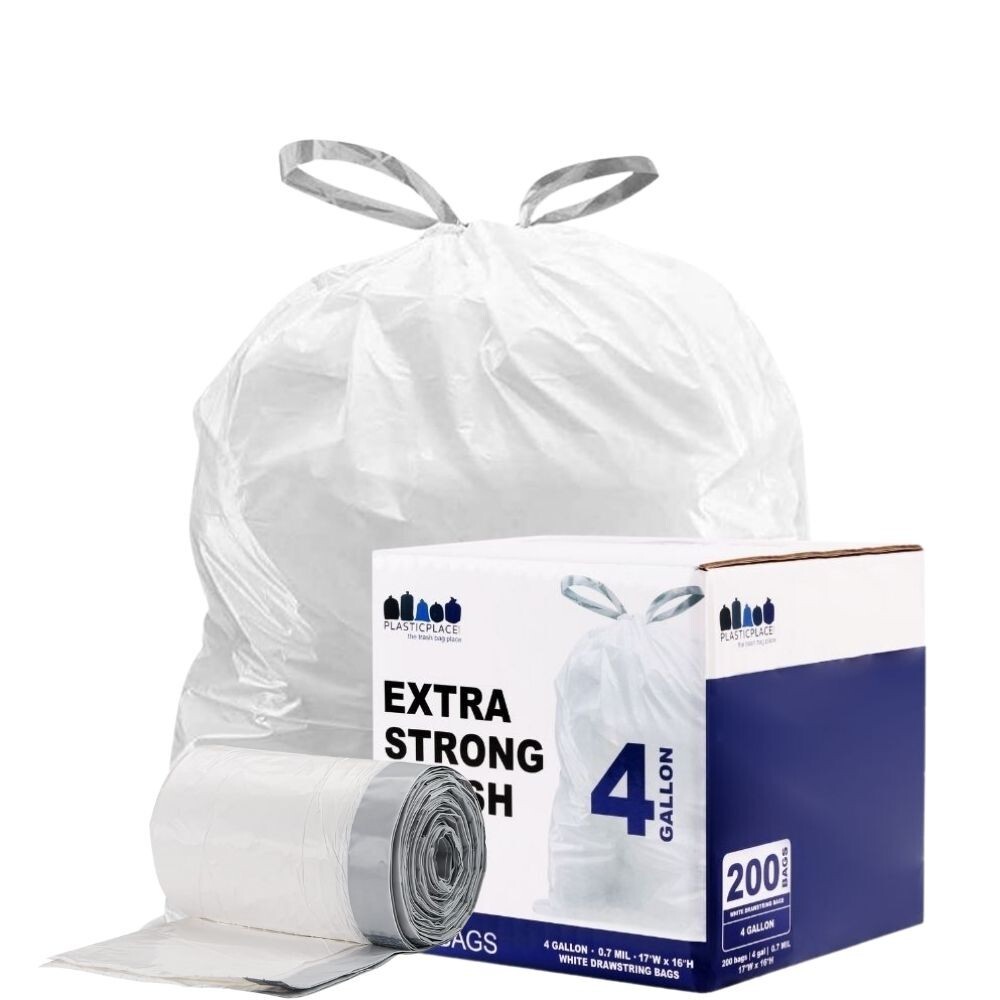 Plasticplace 4 Gallon Drawstring Trash Bags - case of 200 bags