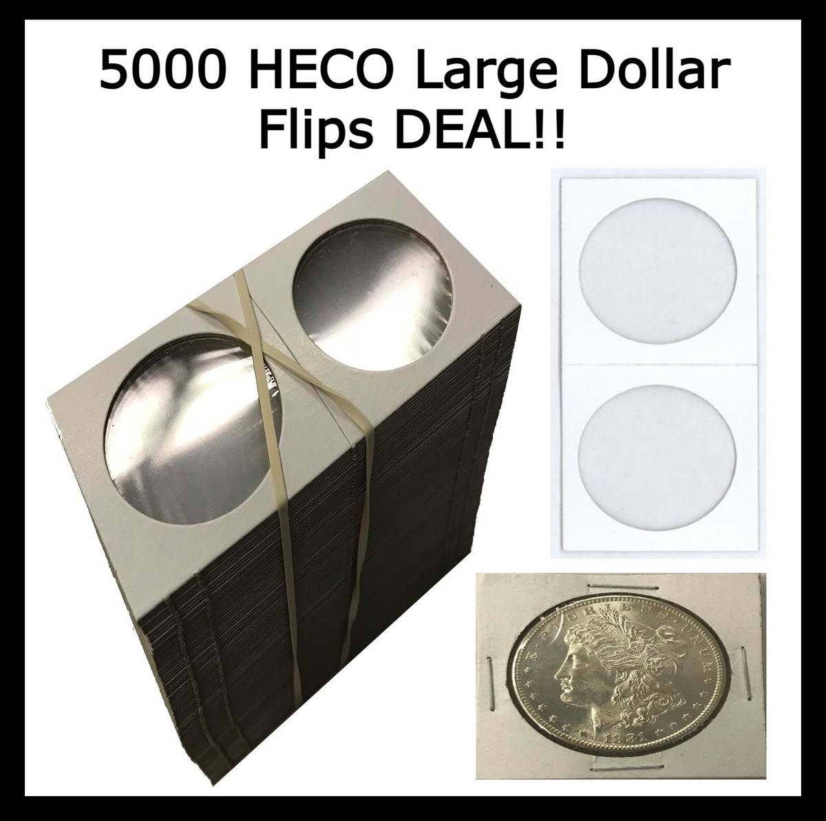 Guardhouse Coin Flips 2x2 Holders - 100 Count For Small Dollars - Cardboard Mylar Coin Storage