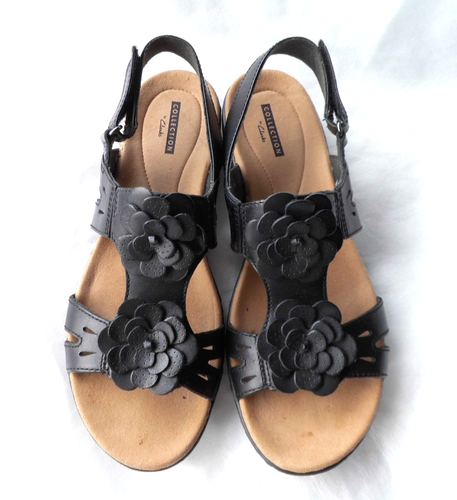 Sandali donna Clarks cinturino alla caviglia fantasia floreale UK6D nero - Foto 2 di 7